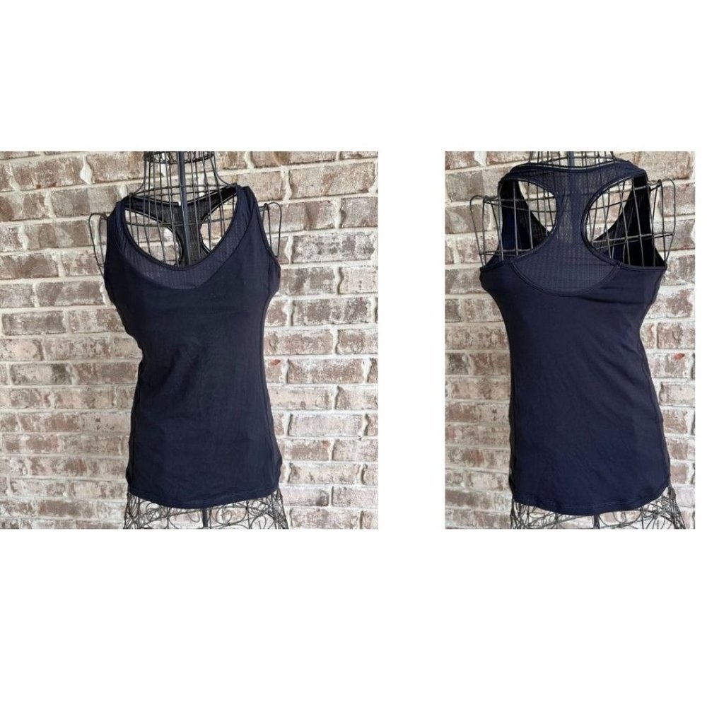 Lululemon Athletica Black Racerback Tank Top Size 6 Built in Bra Lined Y…